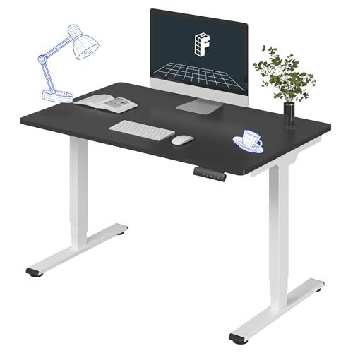 Image of FLEXISPOT E6 3-Stage Dual Motor Electric Standing Desk 48 x 30 Sit Stand Up Desk, Holds 220 lbs, Adjustable Height w /Memory Presets, One-Piece Black Desktop & White Frame, Ships in 2 Boxes