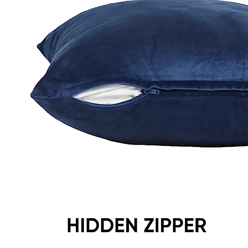 Image of Amazon Brand - Umi Velvet Decorative Cushion Cover 12x12 Inch - Set of 2, Soft Solid Square Throw Pillow Covers for Sofa, Living Room or Home Decor - 30x30 cm in Blue Color