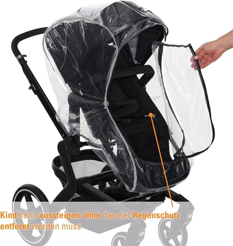 Universal Regenschutz für Kinderwagen und Buggy - Wasserdichter Reißverschluss - Reflektorstreifen für eine bessere Sichtbarkeit - Schadstofffrei