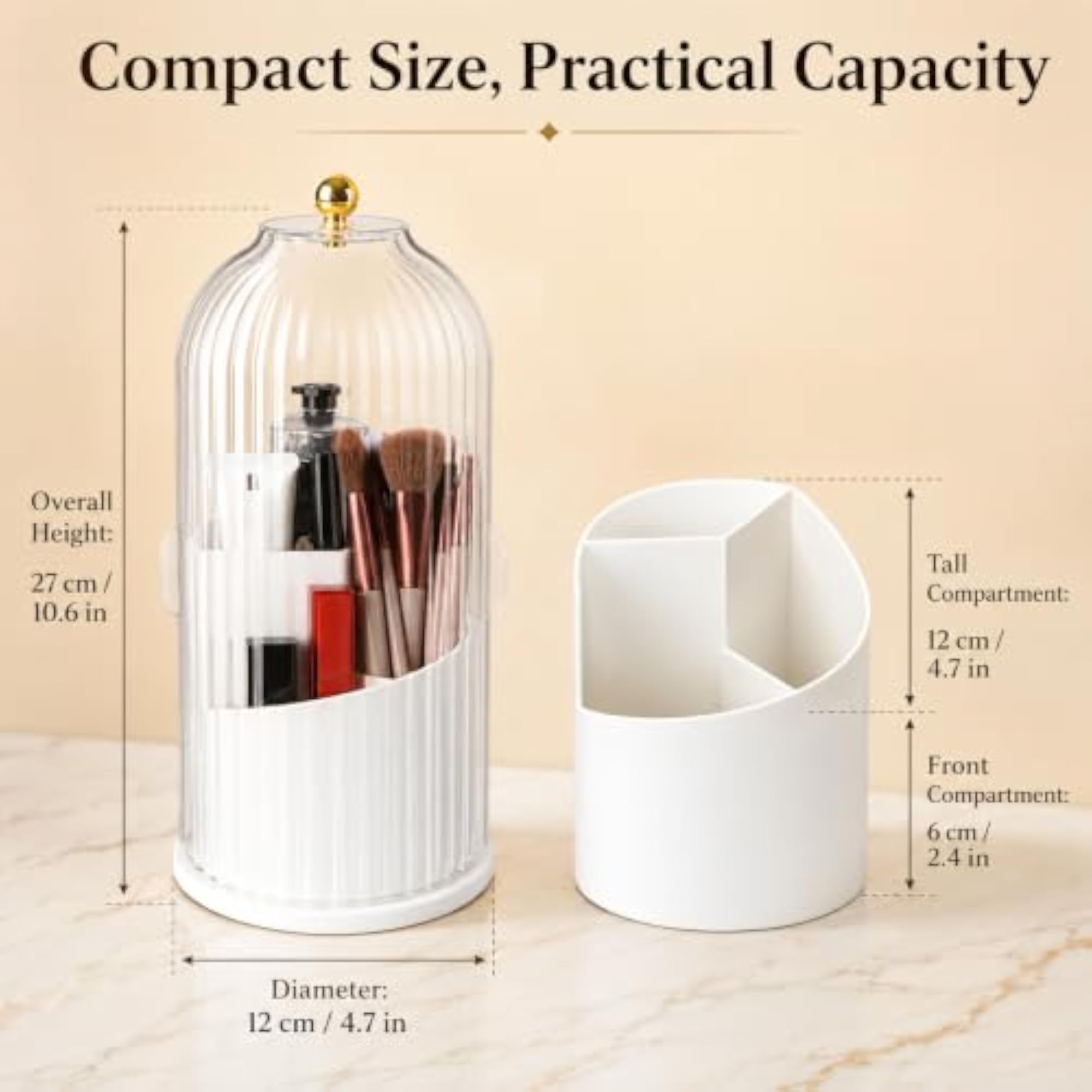 360 Rotating Makeup Brush Holder with Lid