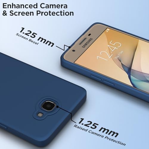 Image of Outlouders Back Cover for Samsung Galaxy J7 Prime | Camera Protection | Durable Soft Matte Silicone Bumper Case (Blue)