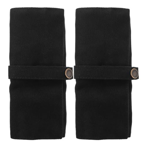 GALPADA 2 pezzi Custodia Rotolo per Orologi da Viaggio in Nylon Nero Organizer Portatile per Orologi con Chiusura Corda Busta per Accessori Orologio per Uomo e Donna
