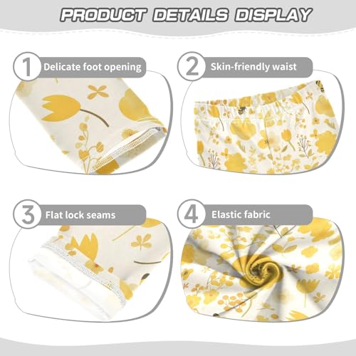 KLL Embroidery Bee Butterfly Flowers Watercolor Toddler Girls Legging Stretchy High Waisted Workout Pants Sports3