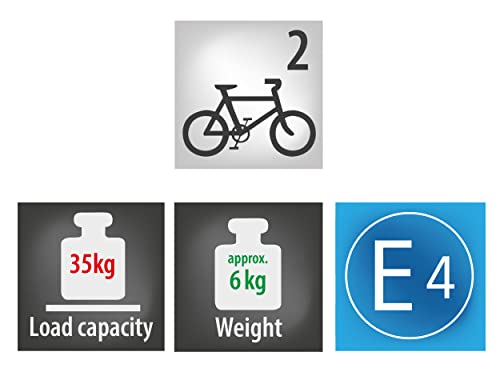 LAS 11807 Deichsel-Fahrradträger, abklappbar, für 2 Fahrräder, Deichselträger, für Wohnwagen, Ca. 145 x 73 x 34 cm, grau