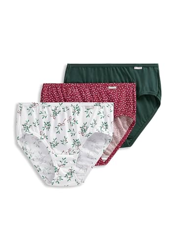 Image of Jockey Women's Underwear Elance Hipster - 3 Pack, Cactus Pine /Small Blizzard Dot /Diamond White Mistletoe, 6