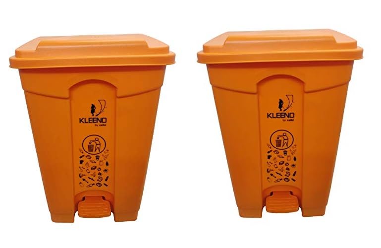 Image of Cello Strong Plastic Step-On Pedal Garbage Dustbin 60 Ltr (Orange & Orange) Combo
