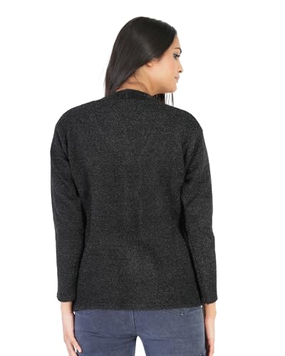 Image of MANRA Women's Woolen V-Neck Buttoned Full Sleeve Cardigan Self Design Soft Wool Fabric Winter Wear Pure Wool Sweater Fully Warm with Front Pockets Stylish Cardigan