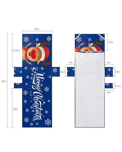 Blue Christmas Elk Beach Lounge Chair Towel Cover, Soft Chaise Lounge Towel with Side Pockets Patio Pool Chairs Cover for Beach/Pool Sunbathing 29x85 Xmas Deer Winter Snowflake