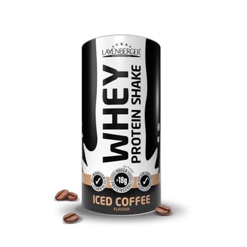 Layenberger WHEY Protein Shake Iced Coffee, Molkeneiweißkonzentrat- und isolat für den Muskelaufbau und -erhalt, 71% Eiweiß und 22,95% BCAA, (1 x 300 g)