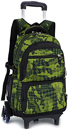 L&WB Wasserdicht Camo Rollen Trolley Schultasche, Rucksack Auf Rädern Camouflage Rucksack Auf Rollen Handgepäck Studenten 6 Runden Treppensteigen Tasche,C Cover