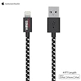 [Apple Authorized - MFi Certified] Wires That Work® Braided Lightning to USB Cable 4ft (Four Feet) / 1.2m for iPhone 6s / 6 / 5s / 5c / 5, iPad Air / mini / mini2 / 4th gen, iPods (Braided Black)