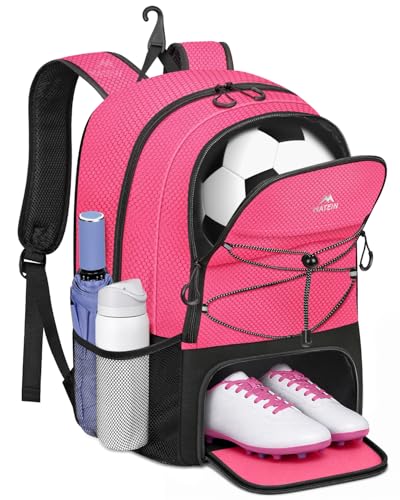 MATEIN Girls Soccer Backpack with Ball Holder Shoe Compartment Fence Hook