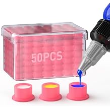 Wormhole Tattoo Ink Caps 50Pcs Silicone Ink Caps with Base Disposable Self-Stand Tattoo Ink Cups for Tattoo Ink, Tattoo Accessory Tattoo Supplies 12x20mm-Pink