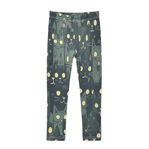 Toddler Girls Leggings Printed Yoga Pants Leggings Black Grey Cats for Kids