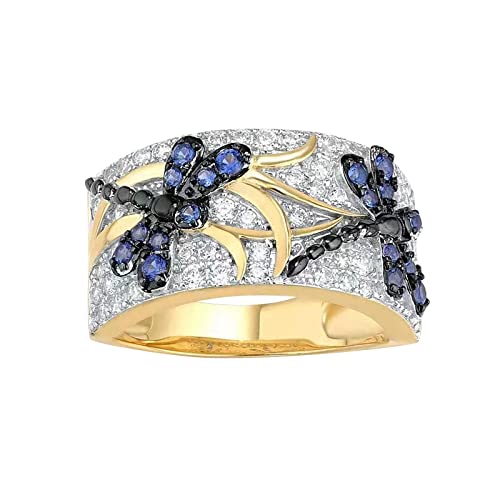 Routefuture Bague Personnalisable Bague de Doigt Argent Or Vintage Bague Femme Blanc Cadeau Femme Bague Argent et Zirconium,Or,A455S Cover