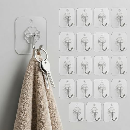 Image of Btag Self Adhesive Wall Hook Flower Design | Heavy Duty & Long-Lasting Strength | Transparent Waterproof Wall Hooks for Bathroom, Kitchen, Door, Tile | Strong Hold with Elegant Floral Design (PO20)