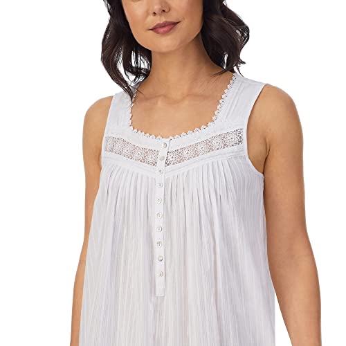 Eileen West Cotton Dobby Stripe Woven Sleeveless Ballet Nightgown White Xl #TOP2