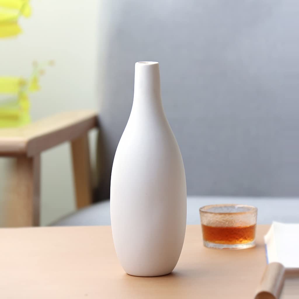 DUNAKE Weiß Blumenvase Set, Keramik Vase Modern, Tonvase 2er Set, Deko Vase Ornamente Für Wohnzimmer, Bauernvase Rustikal Für Pampasgras, Schlafzimmer Und Kaminsims (Color : A+B)