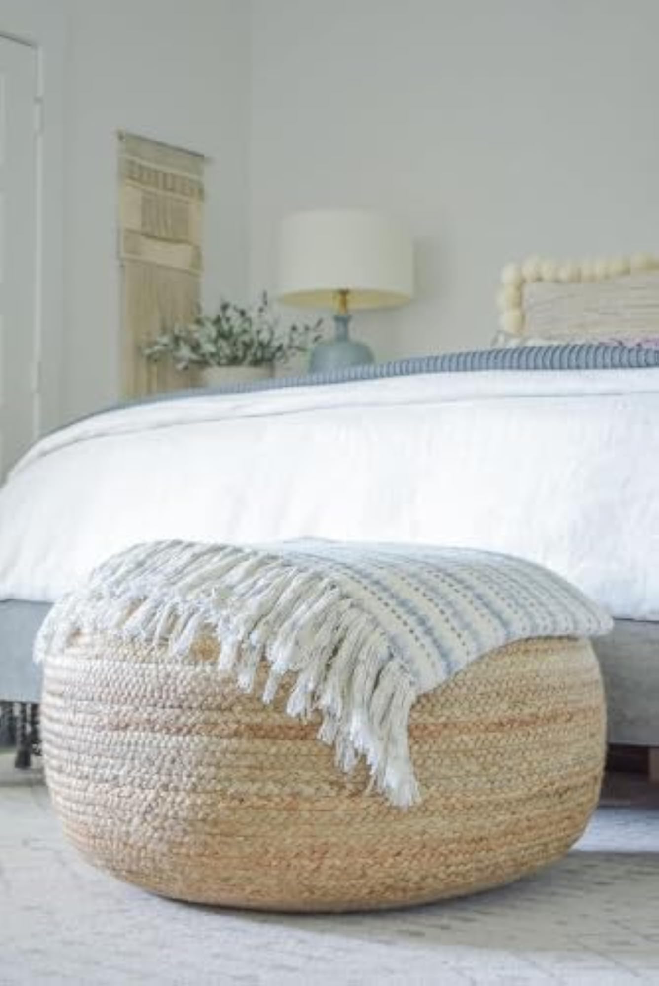 Natural Jute Pouf Ottoman Handwoven Braided Stool