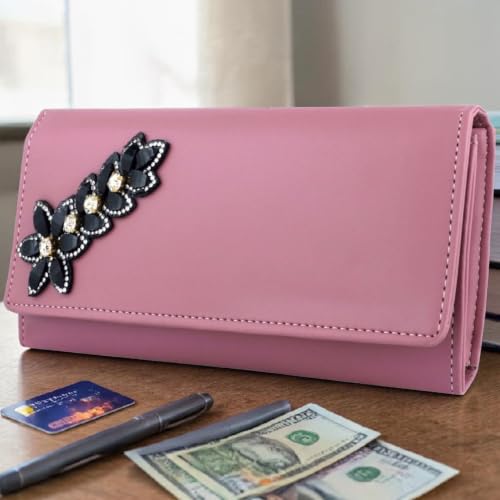 Image of Women's and Girls Hand Clutch Mobile Hand Purse Wallet 4 Card Slot