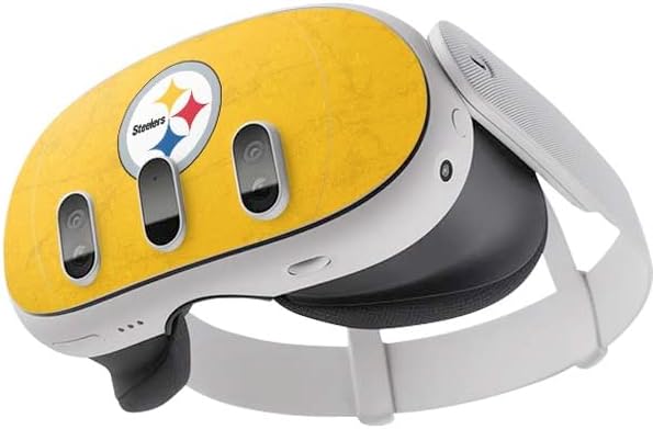 Skinit Decal Gaming Skin Compatible with Meta Quest 3 - Officially Licensed NFL Pittsburgh Steelers - Alternate Distressed Design