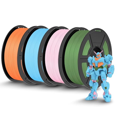 Image of TECBEARS Matte PLA High Speed 3D Printer Filament 1kg*4, Classic PLA Filament 1.75mm 50-600mm /s, High Toughness Matte Filament(Sunny Orange,Sky Blue,Sakura Pink,Olive Green)
