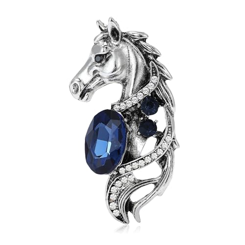 Vintage Rhinestone Horse Brooch For Women Statement Palace Style Enamel