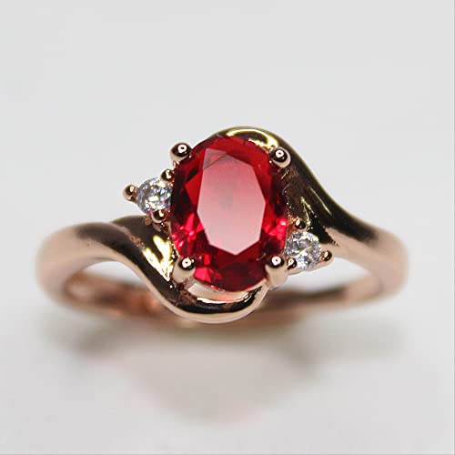 Bague en argent 925 avec rubis ovale serti de zircons scintillants