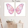 Vintage Split Butterfly Wall Art Pink Blue Aesthetic Poster Retro Butterflies Watercolor Prints Trendy Preppy Poster Pink Blue Butterfly Wall Art Abstract Butterflies Wing Painting 16x24inx2 No Frame