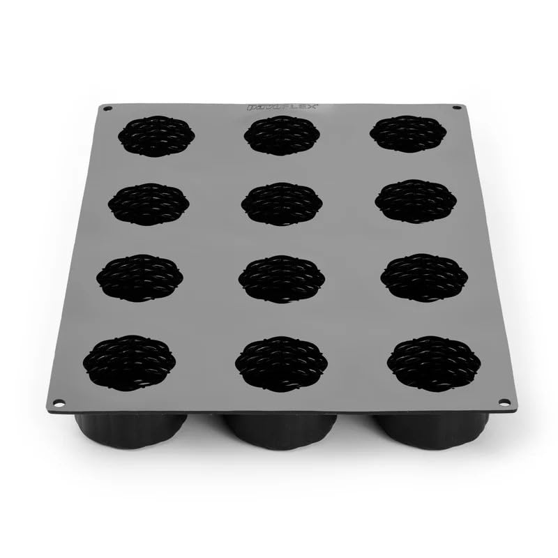 Pavoni Pavoflex - Molde de silicona Panier PX43127, 12 porciones individuales, efecto cesta, mousse semifríos, pasteles modernos, horno y congelador -40 °C/+ 280 °C, antiadherente, fabricado en Italia