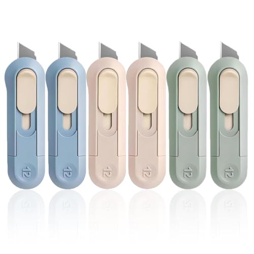 6 PCS cutters utilitaires, couteau utilitaire pliant, mini utilitaire lame cutter de sécurité, coupe-boîtes multifonctions pour le bureau, la maison,...