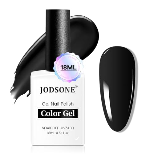 JODSONE 18 ml Esmalte de uñas en gel Esmalte negro Soak Off Lámpara UV Esmalte en gel Nail Art Manicura Salón DIY en casa Regalo para mujeres