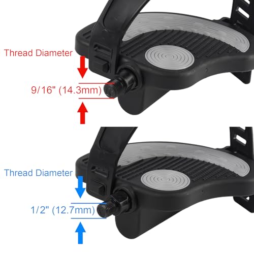 Exercise Bike Pedals 1/2" with Straps for Peloton Bike, Spin Cycling Bike, Indoor Exercycle Bike, Stationary Recumbent Bicycle Replacement Parts by TRINKA - Image 6