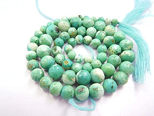 LKBEADS Naturalne Arizona turkusowe fasetowane okrągłe koraliki Wa-10 okrągłych koralików, koraliki z kamieni szlachetnych, okrągłe koraliki, koraliki do biżuterii 33 cm sznur 4-8 mm