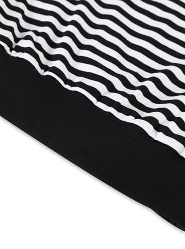 Image of SOFIA'S CHOICE One Shoulder Striped Shirt Women Crop Top Dolman Short Sleeve Asymmetrical Cinched Waist Tops Black White Large