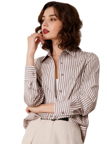 Image of Women Shirt||Women Relaxed Fit Vertical Striped Spread Collar Cotton Casual Shirt (S-12-19)