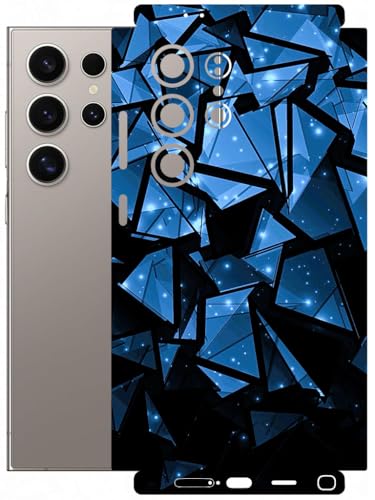 Image of AtOdds - Full Body Back Screen Guard Protector Film - Lamination Wrap Skin Sticker Compatible with Samsung Galaxy S24 Ultra | Scratchproof Matte Finish (Blue Crystals)