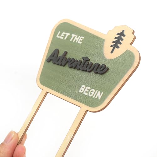Let The Adventure Begin Wooden Cake Topper For Baby - Adventure-Themed Cake Topper，Travel-Themed Bab