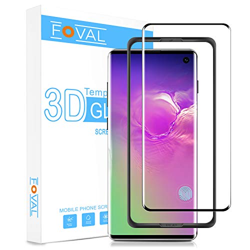 FOVAL Galaxy S10 Screen Protector Glass, Compatible with Fingerprint Scanner, Tempered Glass Screen Protector for Samsung S10 with Easy Installation Tray(NOT Work for Verizon S10 5G)