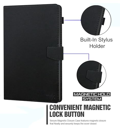 Image of TGK Flip Cover Case for Lenovo Idea Tab Plus 12.1 inch Tablet TB361FU TB361ZU Executive Leather Built-in Pencil Holder (Black)