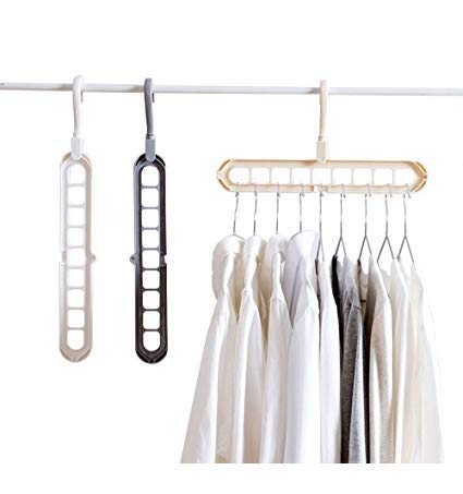 TechAtlas Anti-Skid Plastic 360 Degree Swivel Hook, 9-Holes Magic Wardrobe Space Saver Folding Hangers/Closet Organiser (7 pic)