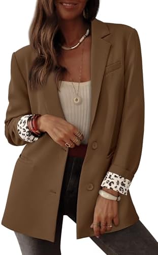 PRETTYGARDEN Blazers for Women 2025 Fall Work Office Suit Jackets Dressy Open Front Leopard Blazer Business Casual Outfits