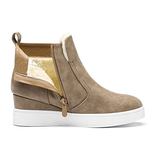 DREAM PAIRS Women’s Slip on High Top Wedge Sneakers Hidden Heel Platform Wedgie Ankle Booties4