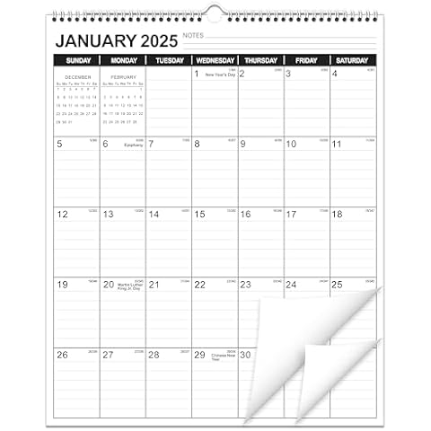 OuMuaMua Wall Calendar 2025, 11.5" X 14" 18-Month Vertical Wall Calendar 2025, Wall Calendar Runs From 2025 Jan - 2026 Jun with Thick Paper Spiral Bound For School Home Office Organizing Cover