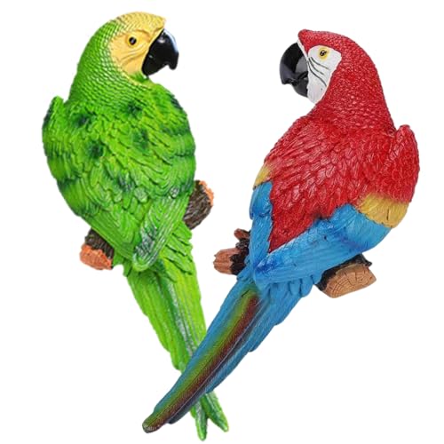 2Pcs Large Parrot Decor Outdoor Tiki Bar Decorations Realistic Parrot Statues for Pool Hawaiian...