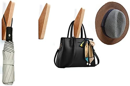 Gabriera 6 Pieces Natural Wooden Coat Hook Wall Mounted Single Hat Bag Towel Clothes Scarf Hangers Rack Modern Decorative Wall Decor for Entryway Living Room