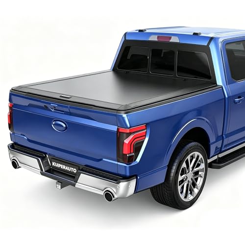 KUIPERAUTO Soft Quad-Fold 5.5 FT Folding Truck Bed Tonneau Cover Compatible with 2009-2014 Ford F150 F-150 Styleside (Excl Raptor Series) Truck Bed Cover