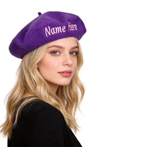 Personalized Custom Embroidered Name Beret Hat Gift for Women Multi