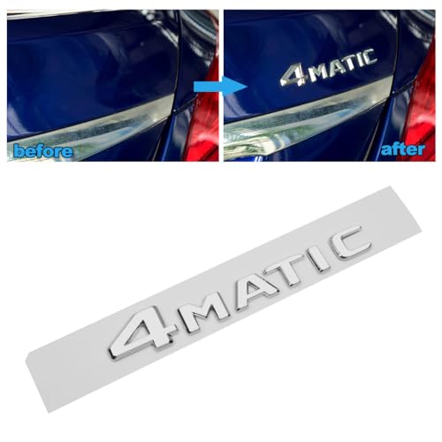 Image of 4-Matic Emblem 3D ABS Trunk Logo Badge Decoration Gift (Chrome Silver) Compatible for Mer-CED-ES-Be-nz Accessories (A1)