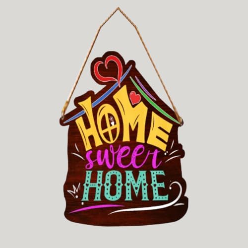 Image of Generic PNF Home Sweet Home Quote Wall art & Door Hanging Frame For Kitchen, Dining, restaurants Decor | Walland home Decor for Living Room | Room Decor Wall Decor Items For Bedroom | (Wooden, 11x9 Inch,Brown)-16-1, Medium